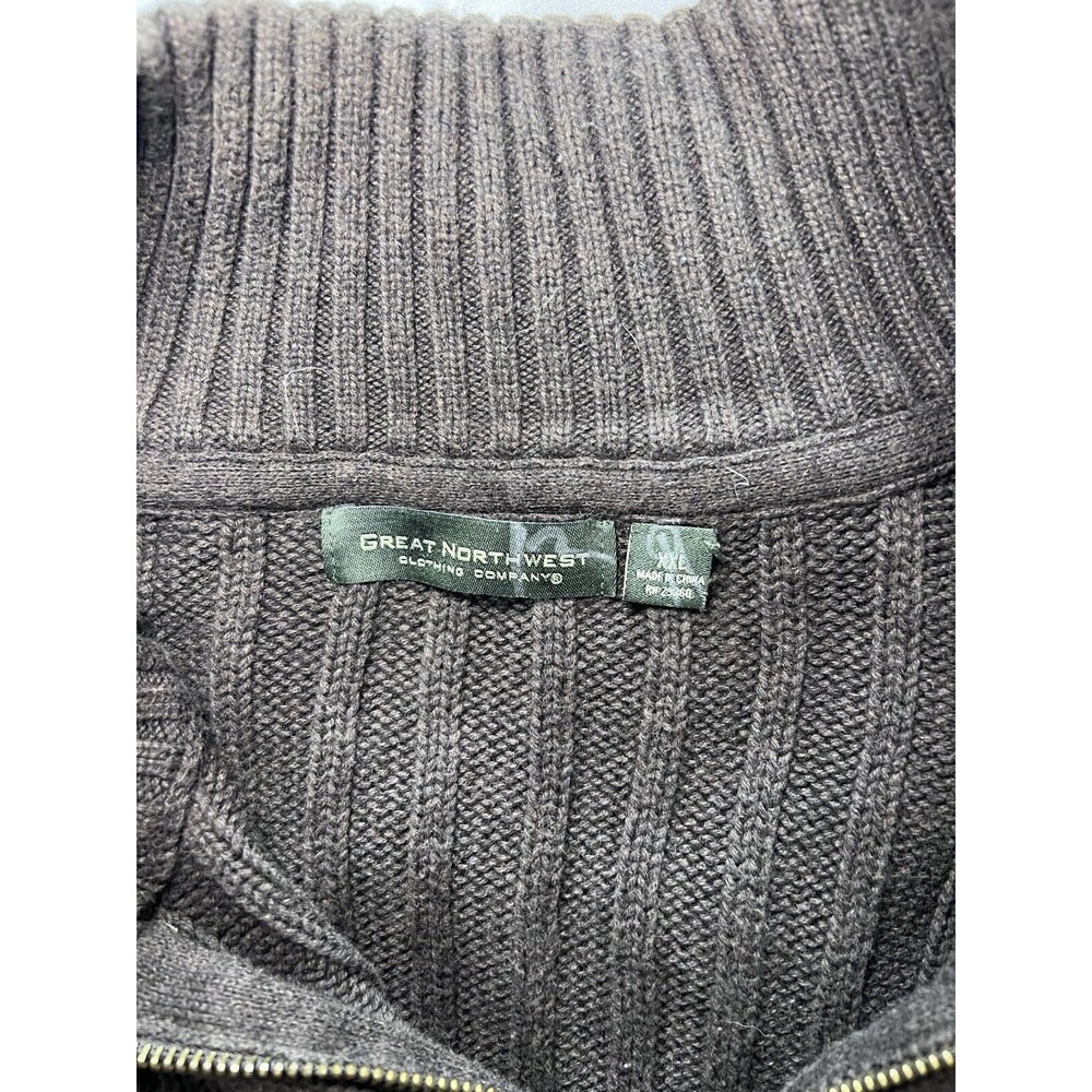Great Northwest Men's Pullover Sweater Brown Mock Neck 1/4 Zip Ribbed Size XXL - Picture 8 of 10